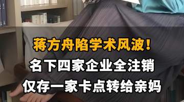 【蒋方舟陷学术风波！名下四家企业全注销，仅存一家卡点转给亲妈】