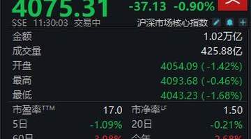 三大指数集体下挫,沪指半日下跌0.9%