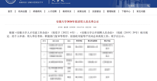 拟录用“逐字翻译抄袭”博士被质疑 安徽大学回应公示结束启动调查