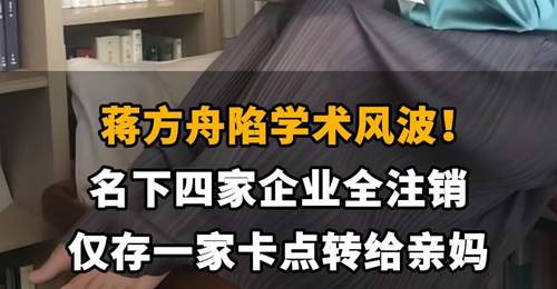 【蒋方舟陷学术风波!名下四家企业全注销,仅存一家卡点转给亲妈】