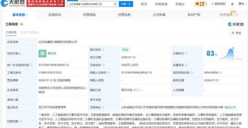恒通股份在山东成立智力数据科技公司 注册资本5000万