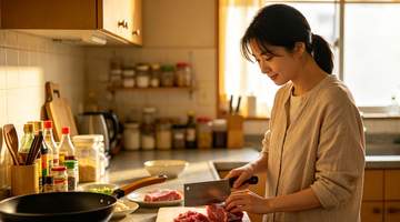 脆嫩鲜香肉片炒油麦菜这样做不出水