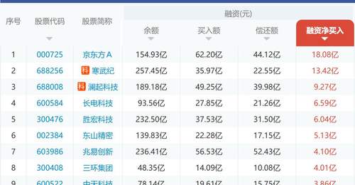 “老登”又成“血包”!杠杆资金做空10股,农业银行、国泰海通等金融股遭融券卖空,融资加仓前10均为科技股,京东方A、寒武纪遭热捧