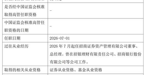 招商资管换帅:招银理财原副总汤双定接任,易卫东回归母公司