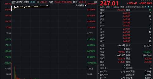 中一签赚12万！301583，开盘暴涨超1000%