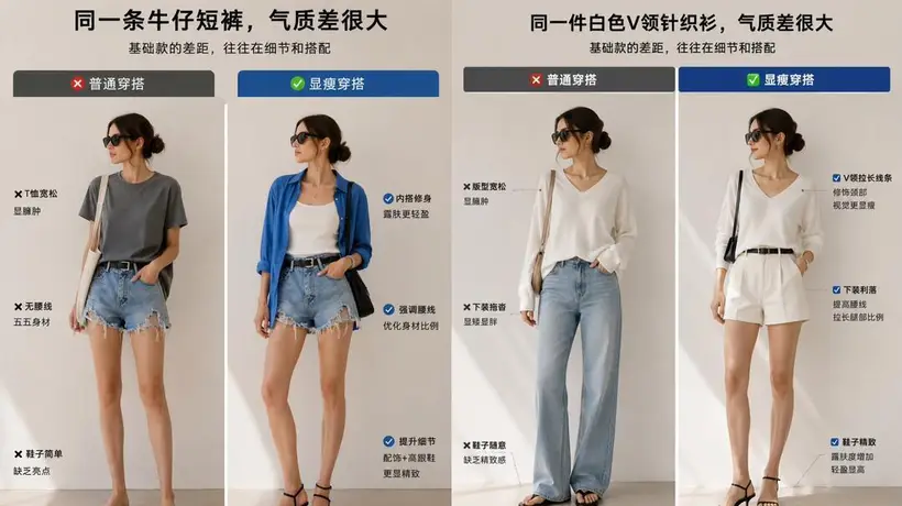 别再怪自己没气质了。你只是不会搭。以前我一直以为:“基础款不好看,是因为衣服普通。”后来才发现,真正的问题不是衣服,而是搭配。 基础款穿搭 夏季穿搭 显瘦穿搭 普通人穿搭 一衣多穿 搭配技巧 通勤穿搭 高级感穿搭 女生穿搭 夏日OOTD