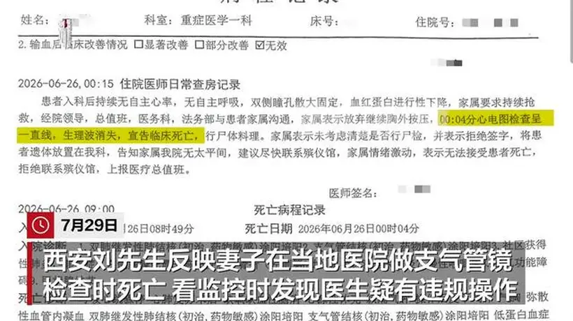 西安女子做气管镜检查不幸身亡 家属质疑术中操作及宣传拍摄安排 卫健部门已介入调查