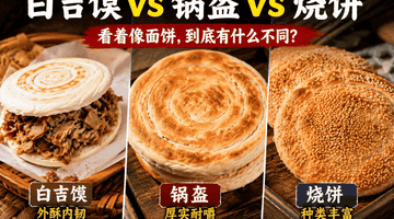 白吉馍、锅盔、烧饼看着相似,到底有什么不同?