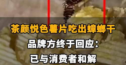 【茶颜悦色薯片吃出蟑螂干,品牌方终于回应啦:已与消费者和解。同款产品未下架,仍在正常陈列销售】