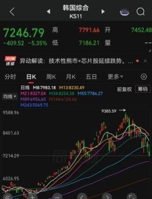 韩国继续恐慌式下跌，KOSPI指数较6月历史高点下跌逾20%，跌入技术性熊市！外资加速逃离韩国股市，韩国监管机构紧急开会