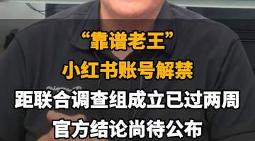 【“靠谱老王”小红书账号解禁，距联合调查组成立已过两周，官方结论尚待公布】
