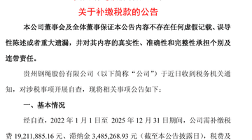 600992将补税逾2200万元!此前连涨三日