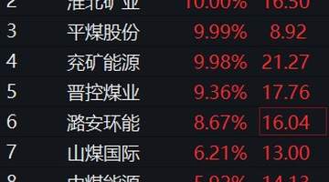 8月6日煤炭股行情热动 多只煤炭龙头股封板涨停引关注