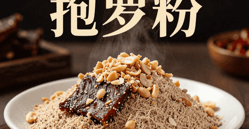 抱罗粉:甜咸鲜香交织,牛肉干与花生碎是灵魂点缀