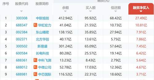 杠杆资金熄火 A股“大奇迹日”两融仅微增7亿 中际旭创兆易创新等10股吸金390亿 专家:超额收益机会在碳基“老登”