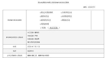 直面市场关切 阳光电源举行电话交流会