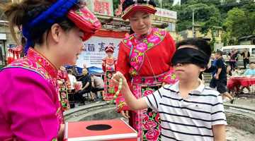 邛崃南宝山镇直台羌寨蓝莓嘉年华启幕,游客体验蓝莓采摘与非遗文化