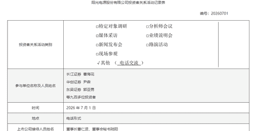 直面市场关切 阳光电源举行电话交流会