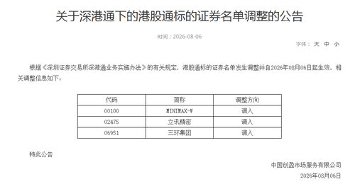 8月6日起 这三只AI与制造领域的港股标的正式纳入港股通 参与港股投资的投资者可关注