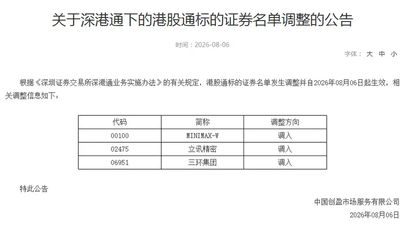 8月6日起 这三只AI与制造领域的港股标的正式纳入港股通 参与港股投资的投资者可关注
