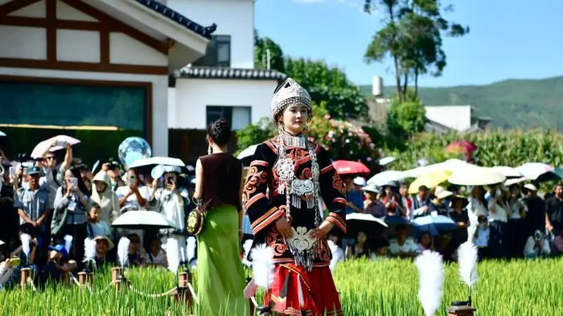 2026凉山火把节会东系列活动启幕 稻田T台之上会东挑花刺绣亮相引观众驻足