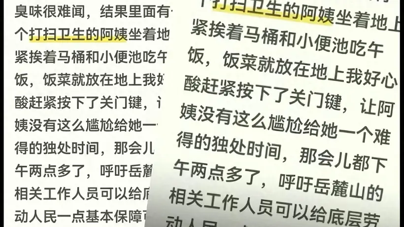 保洁阿姨“自愿”在厕所吃饭,比“被迫”更让人心酸丨中听