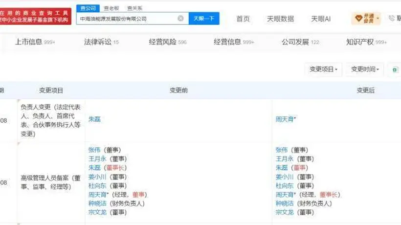 周天育任海油发展董事长