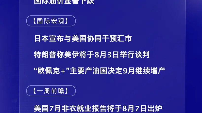 8月3日国际早间动态:日美协同干预汇市 美伊同日开启谈判