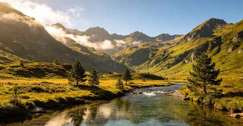 登山徒步小队登顶观赏云海美景,下山后河滩玩水撸串欢乐不停歇