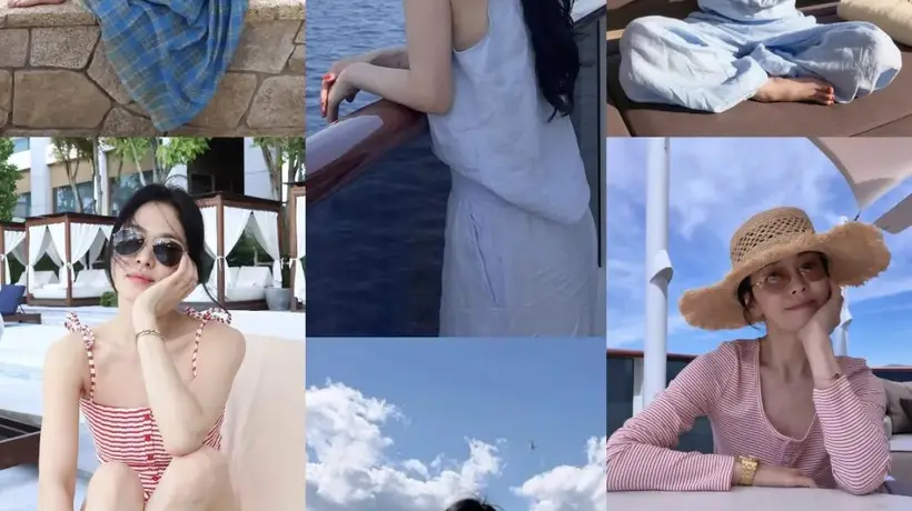 宋慧乔长发+连衣裙清爽松弛!最近度假私服太美了吧,这5套梦回步步高广告