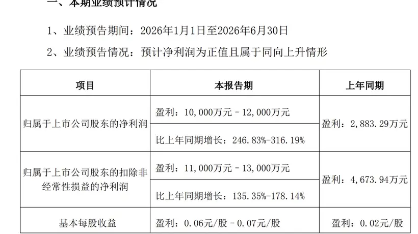 兴森科技:上半年归母净利润同比预增246.83%至316.19%